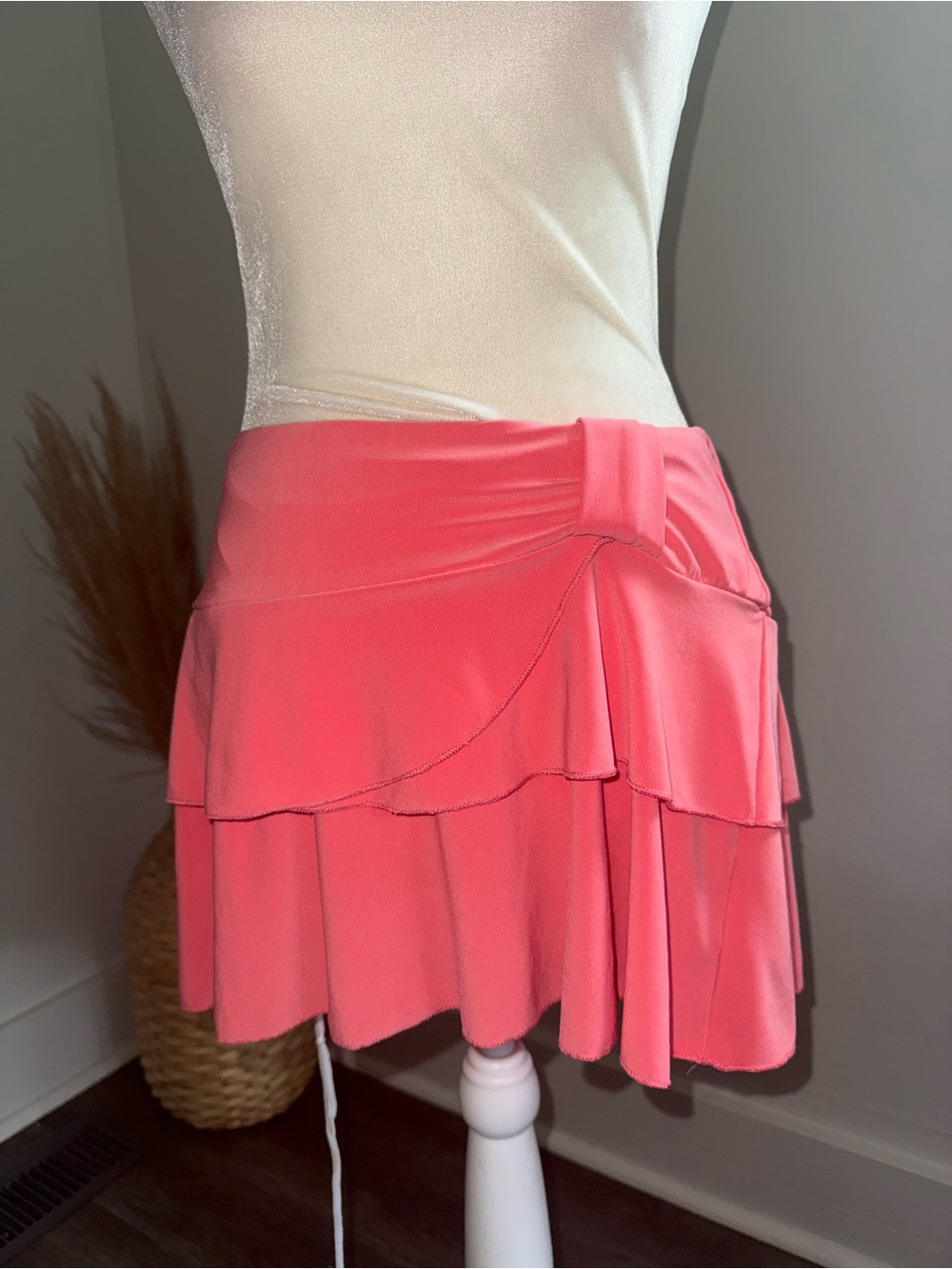 Star City Coral Tiered Mini Skirt